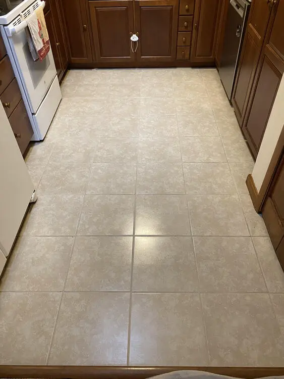 Clean tile and grout floor in a Sanford, FL kitchen